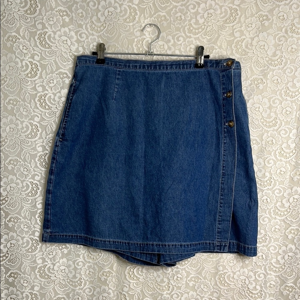 Cabin Creek Blue Mini Wrap Skort Casual 100% cotton